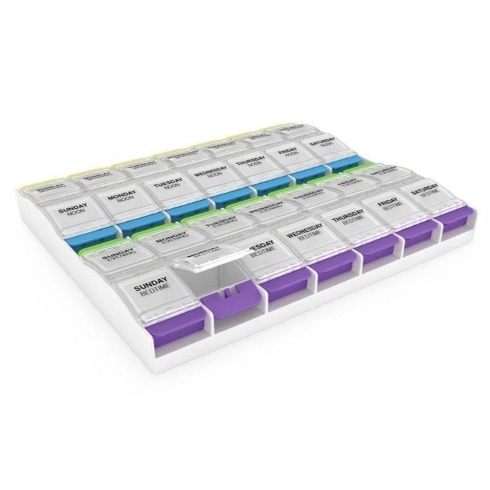 Weekly (7-Day) Organizer/Medicine Box/2X-Large Push Button Compartments Set Of 2